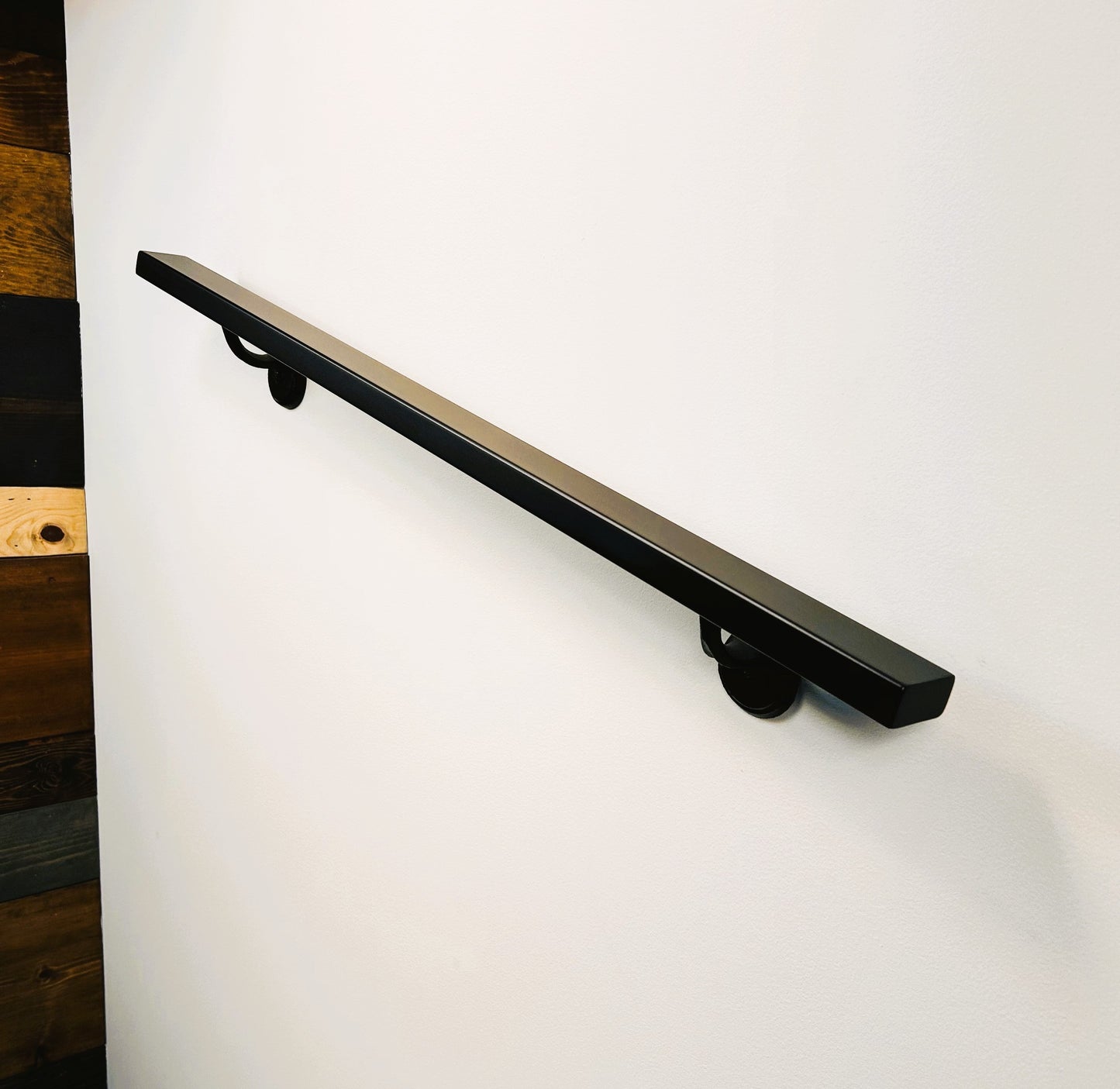 Metal Handrail 2"x 1" Modern Minimalist Powder Coated, Straight End Handrail