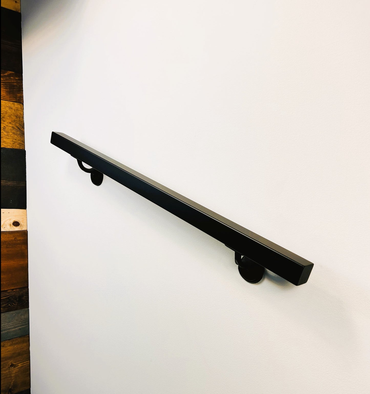 Metal Handrail 1-1/2"x 1-1/2" Modern Minimalist Powder Coated, Straight End Handrail