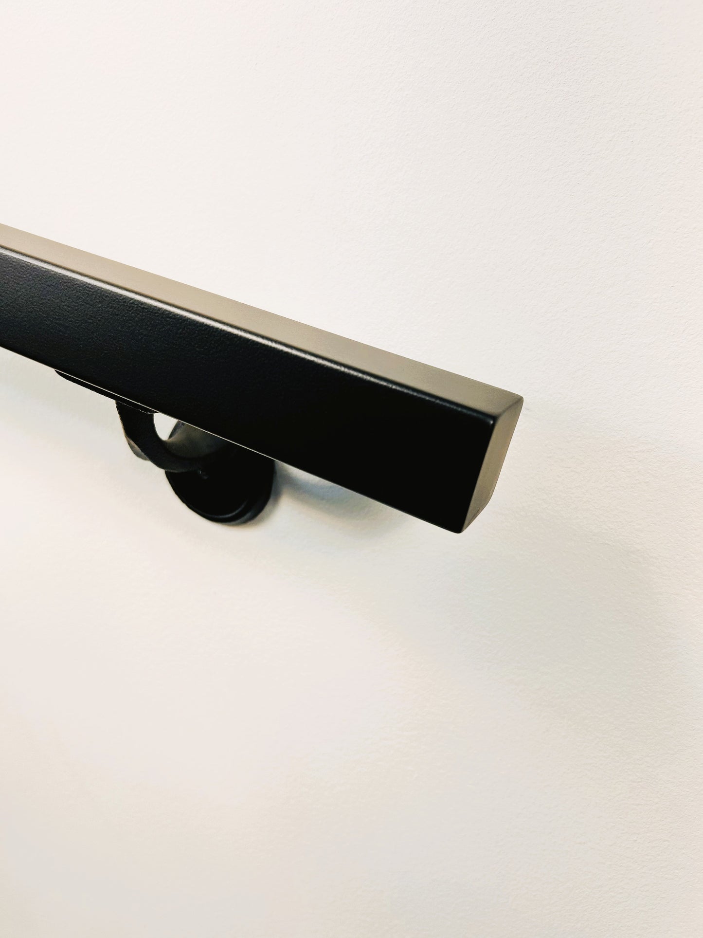 Metal Handrail 1-1/2"x 1-1/2" Modern Minimalist Powder Coated, Straight End Handrail