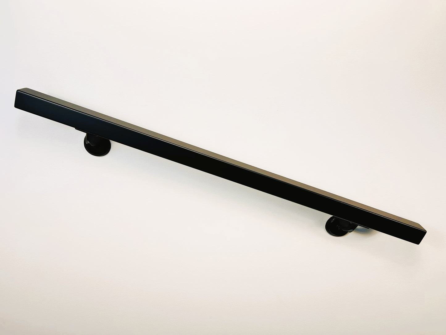 Metal Handrail 1-1/2"x 1-1/2" Modern Minimalist Powder Coated, Straight End Handrail