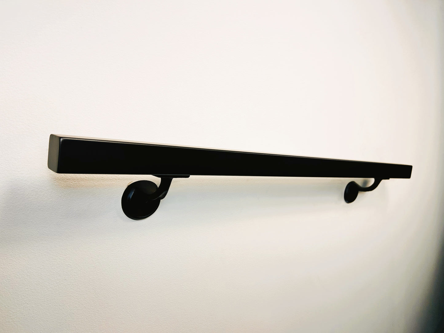 Metal Handrail 1-1/2"x 1-1/2" Modern Minimalist Powder Coated, Straight End Handrail