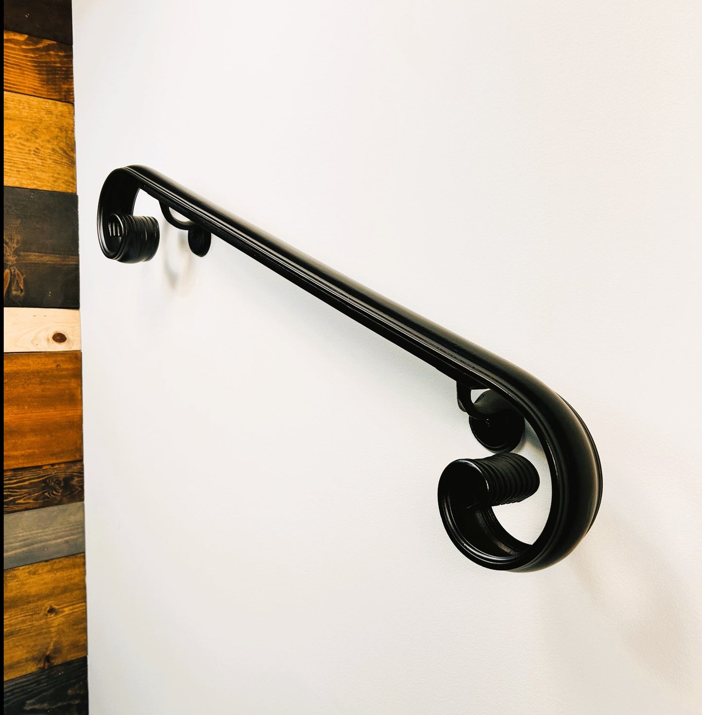 Metal Handrail 2-1/4”  Molded Scroll end design Powder Coated